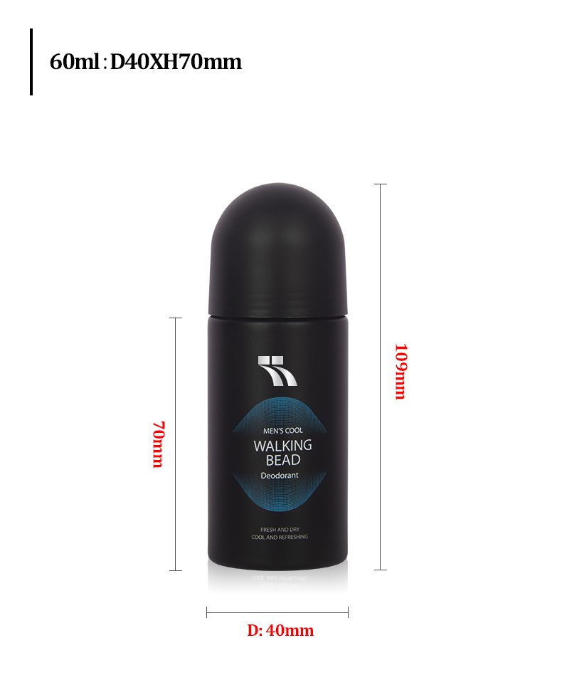 Black White Deodorant Bottle With Ball 60ml Roll On Bottle