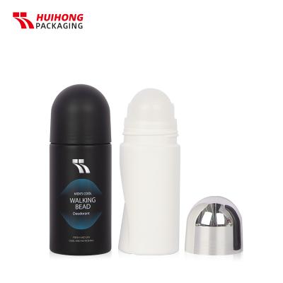 Rollo redondo de tubo de PE personalizado blanco negro de 60 ml en contenedor de botella de desodorante para hombre
